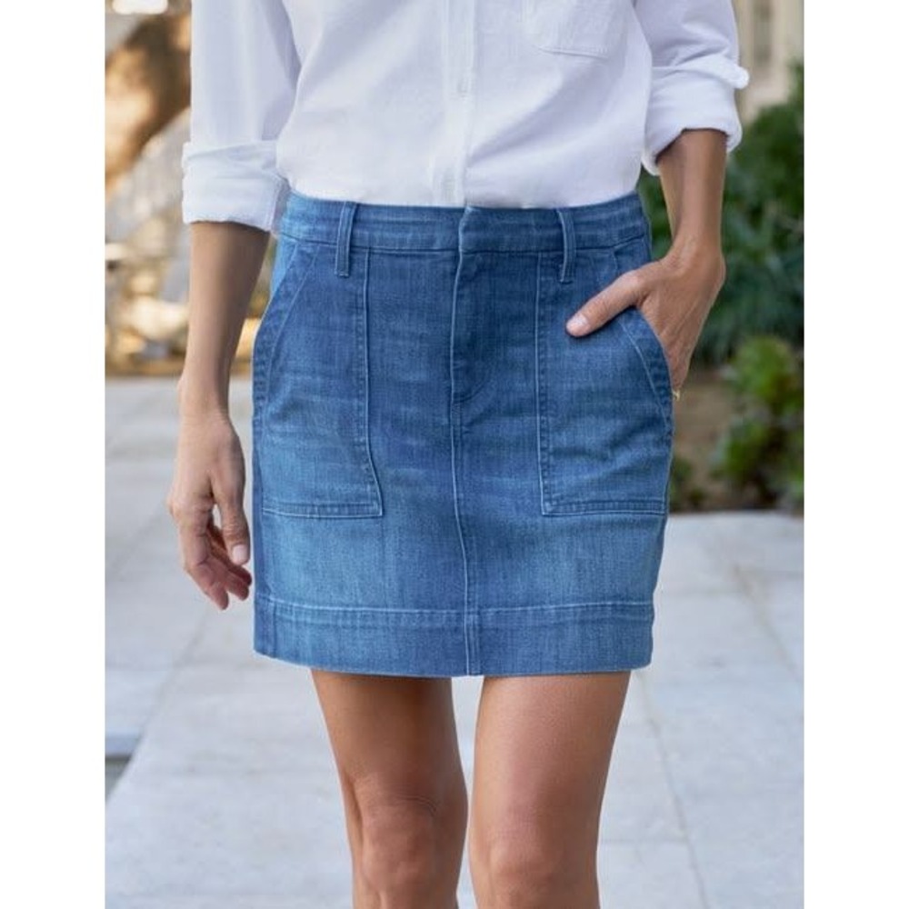 Frank & Eileen Jameson Skirt 8 Mini 1984 Wash Italian Dream Light Denim Utility
